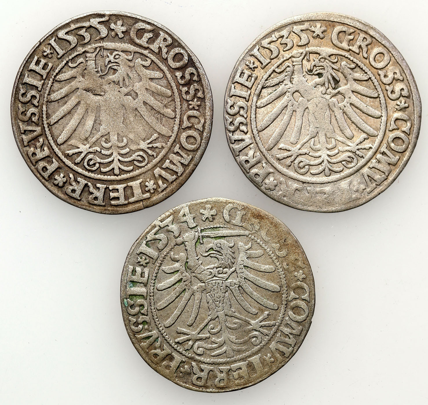 Zygmunt I Stary. Grosz 1534 + 2 x 1535, Toruń